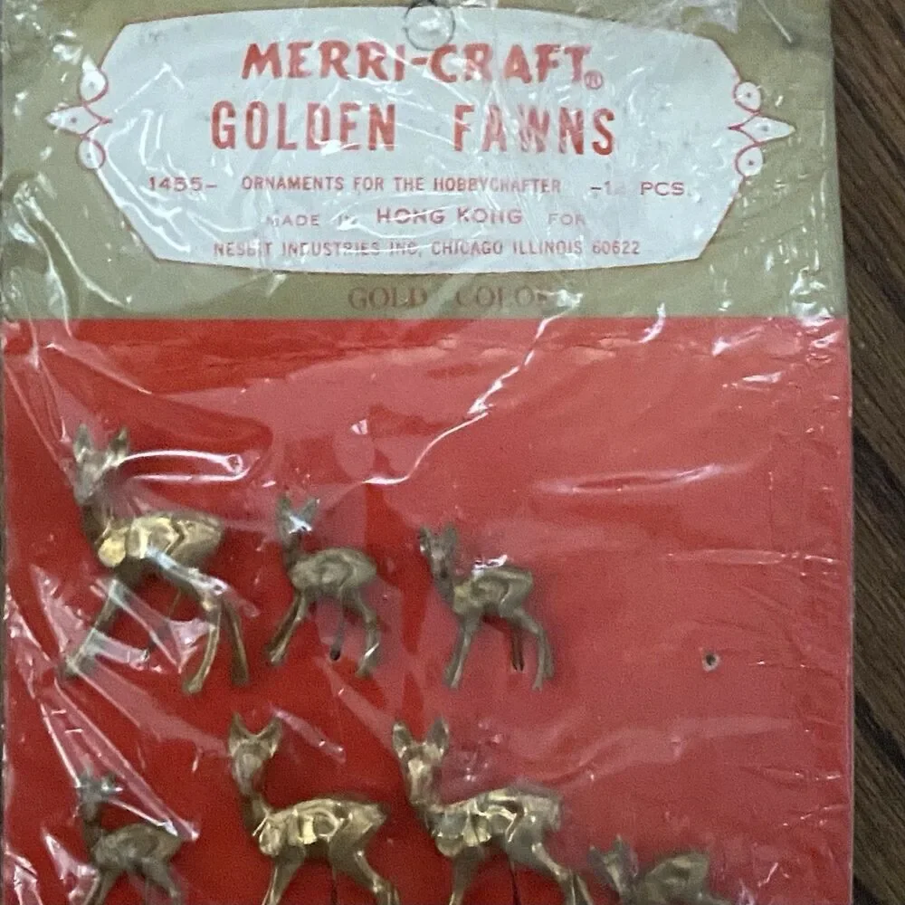 Vintage Merri Craft Gold Color Deer Fawn Decorating DIY Craft Christmas Minis